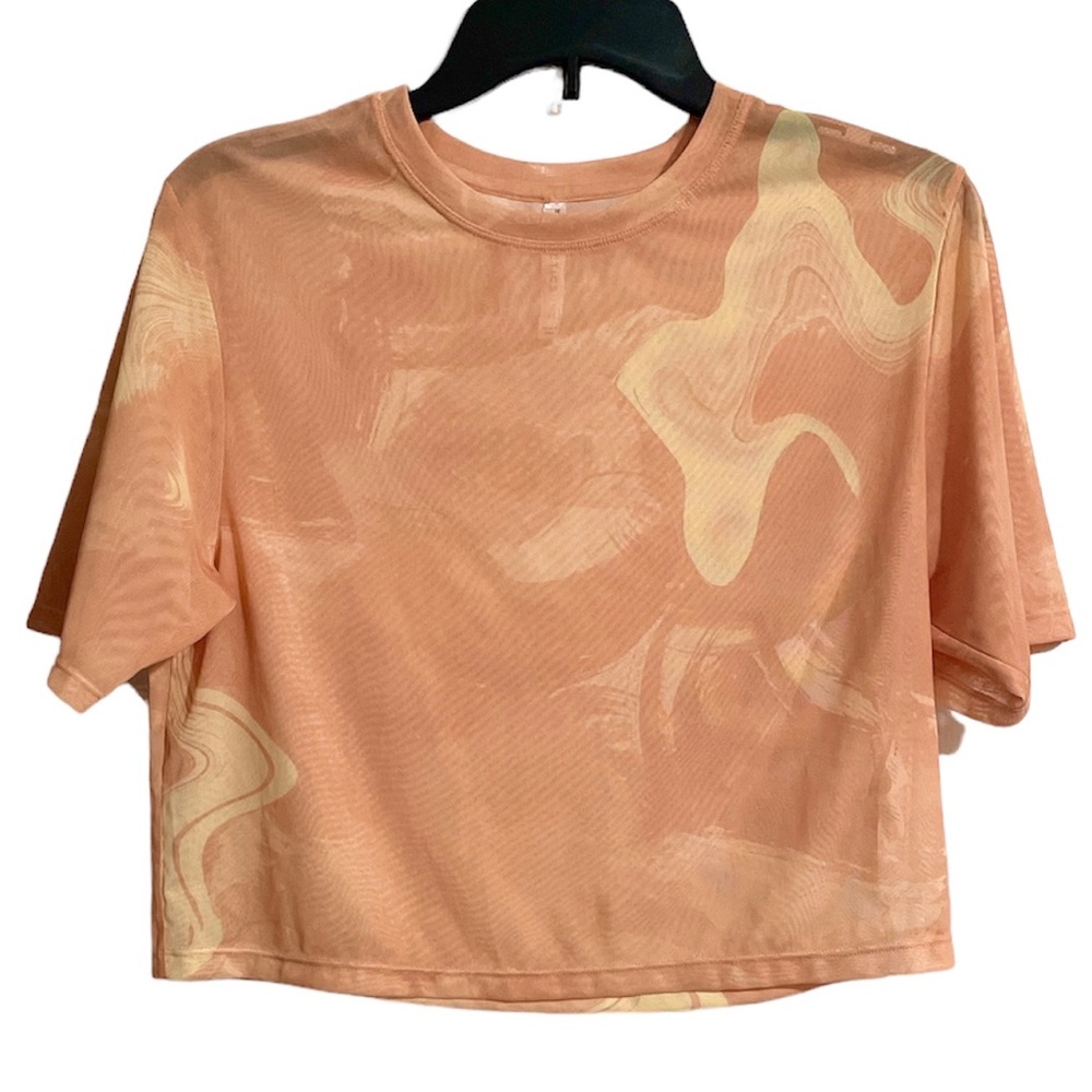 Fabletics New without tag sheer oversized crop top orange and yellow